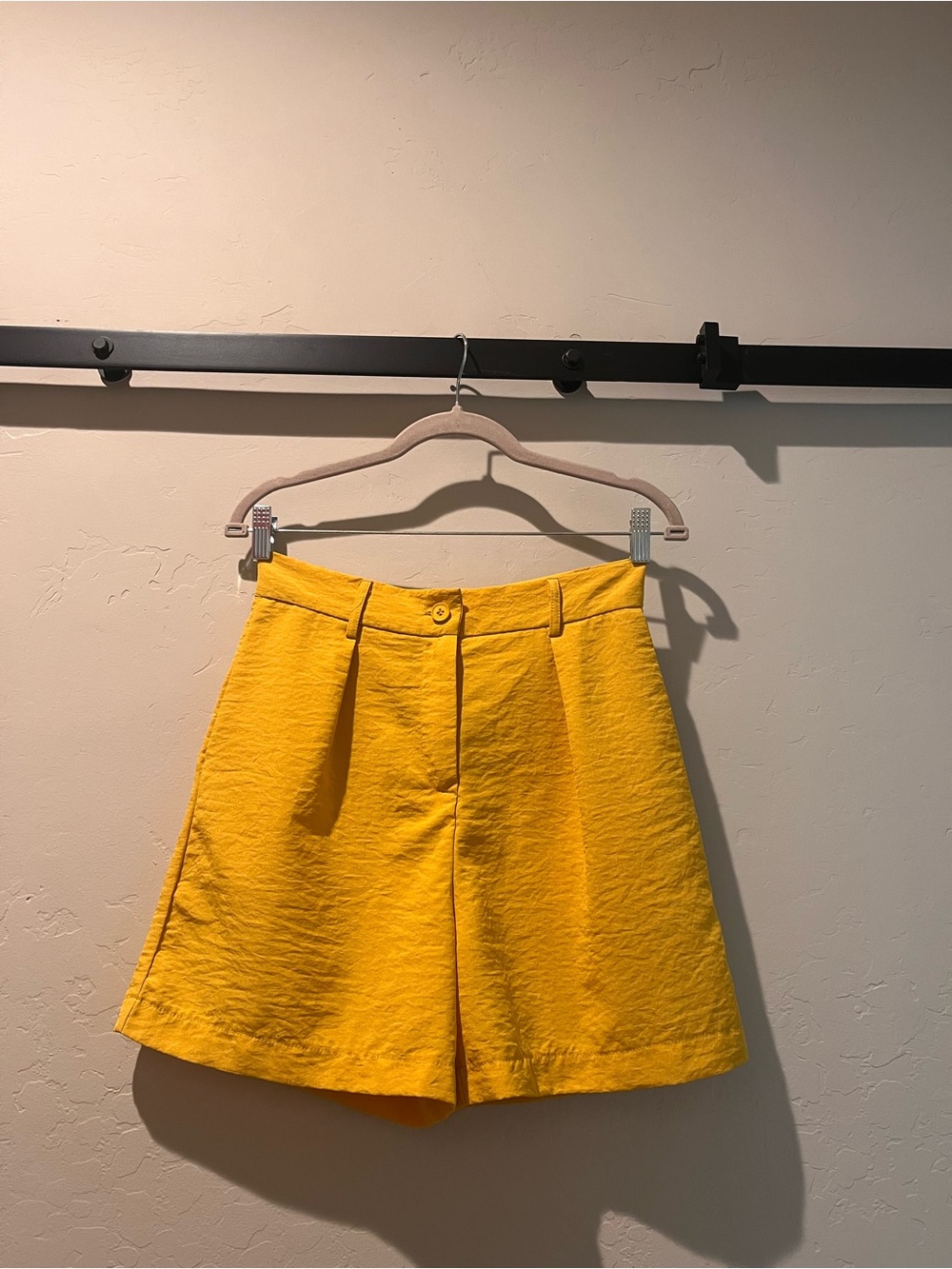 Bright Yellow High-Waist Women's Shorts